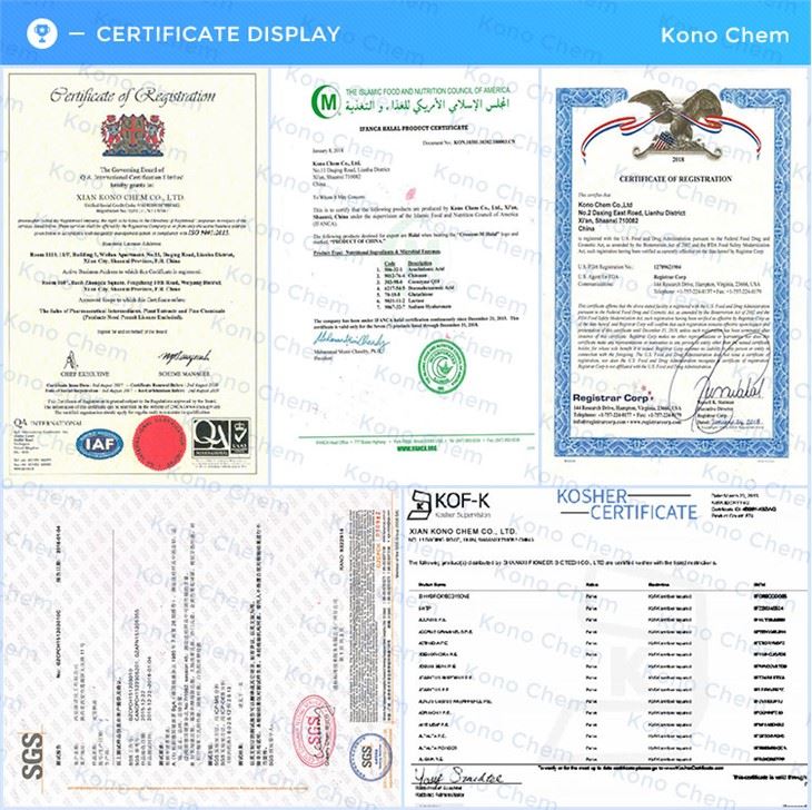 Certificates Of Quinoa powder